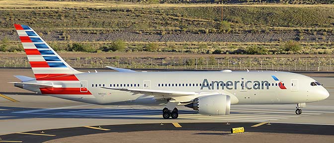 American Airlines' second Boeing 787-823 N801AC, Phoenix Sky Harbor, March 10, 2015